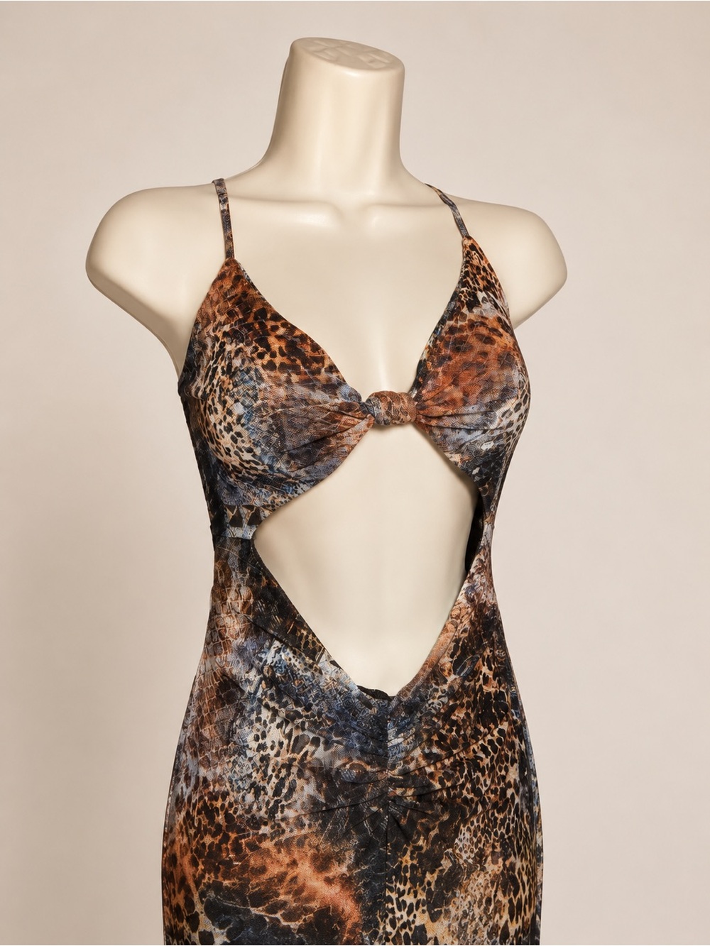Windsor Leopard-Print Cutout Maxi Dress in Brown and Black - Picture 2 of 3